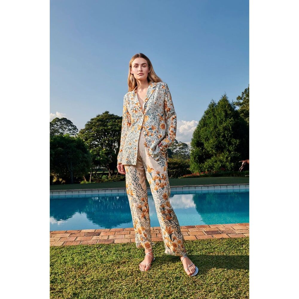 NWT Agua by Agua Bendita Capullo Floral Resort Set Silice Shirt & Florecer Pants